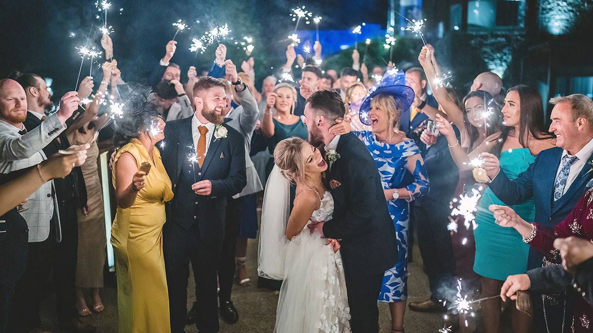 nigh time sparklers at Lodore Falls Hotel wedding nigh time sparklers at Lodore Falls Hotel wedding